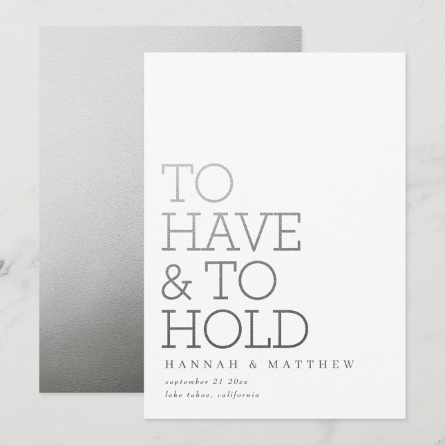 Moderne Silbertypografie-Hochzeit zu haben und abz Save The Date (Vorne/Hinten)