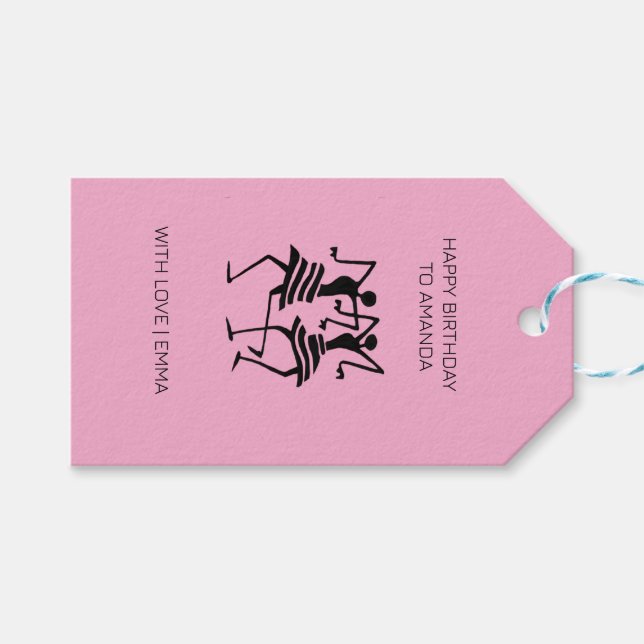 Moderne Silhouette Celebration Dance Pink Geschenkanhänger (Vorderseite (Horizontal))