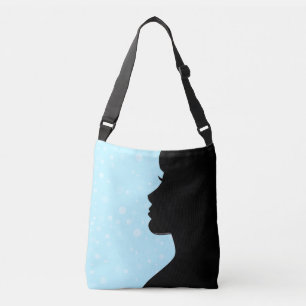 Moderne Silhouette einer Frau auf Hellblau Tragetaschen Mit Langen Trägern