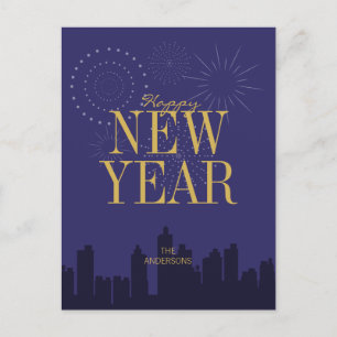 Moderne Silhouette Frohes Neujahrs-Postkarte Feiertagspostkarte