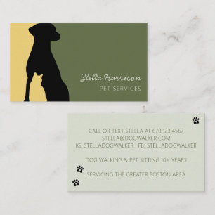 Moderne Silhouette Hund Katze Haustier-Service Visitenkarte