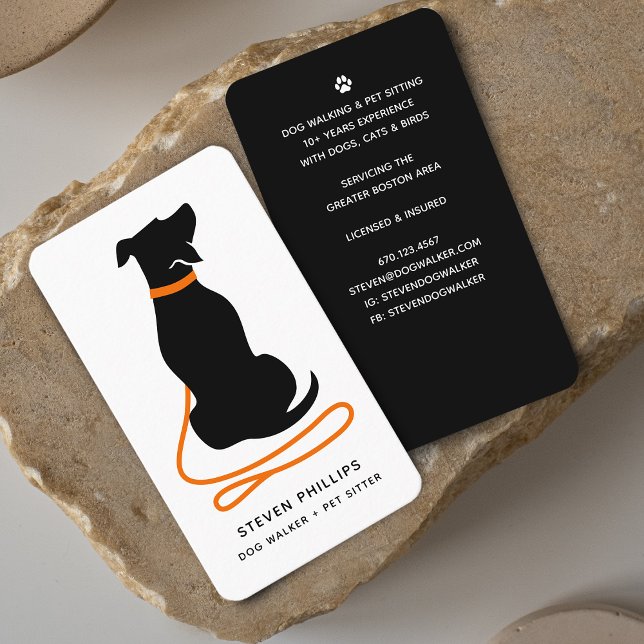 Moderne Silhouette Hunde laufen Hund sitzen Visitenkarte (Modern Silhouette Dog Walking Dog Sitting Business Card)