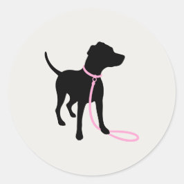 Moderne Silhouette Hunde Spaziergang Logo Klassike Runder Aufkleber