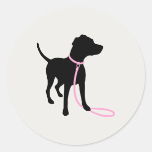 Moderne Silhouette Hunde Spaziergang Logo Klassike Runder Aufkleber