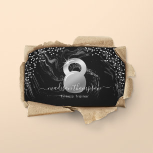 Moderne Silver Black Kettlebell Fitness Visitenkarte