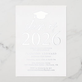 Moderne Silver Class of 2025 Graduation Party Folieneinladung