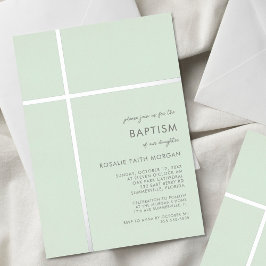 Moderne Silver Cross Taufe Christening Einladung