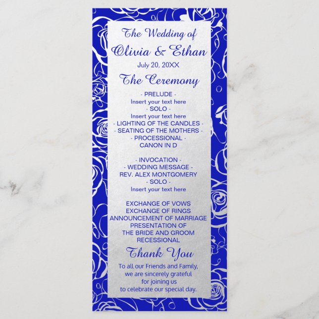 Moderne Silver Floral on Royal Blue Programm (Vorderseite)
