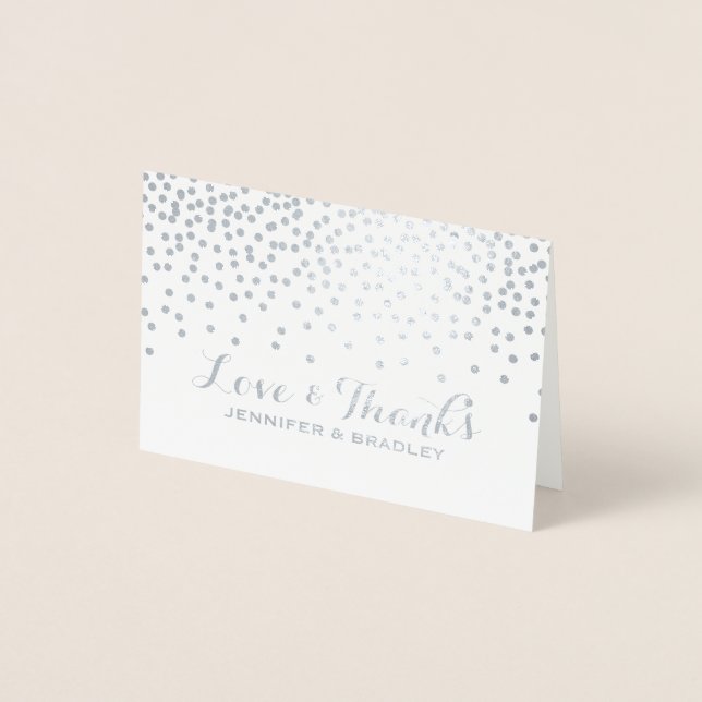 Moderne Silver Foil Confetti Dots Wedding Vielen D Folienkarte (Vorderseite)