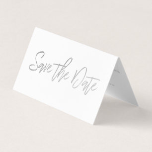 Moderne Silver Foil Script Foto Save the Date Card Visitenkarten