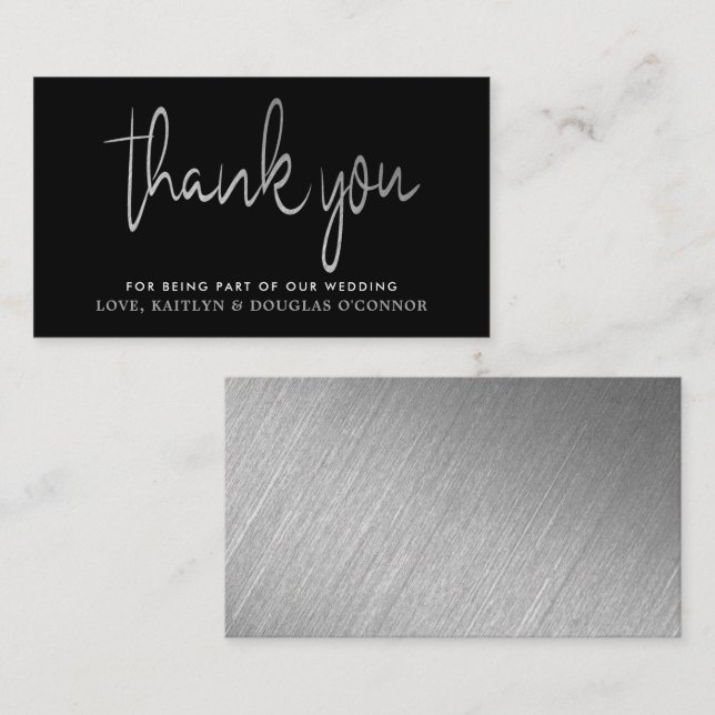 Moderne Silver Foil Script Hochzeit Vielen Dank Begleitkarte (Vorne/Hinten)
