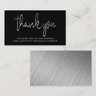 Moderne Silver Foil Script Hochzeit Vielen Dank Begleitkarte