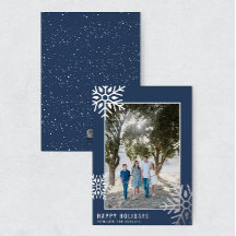 Moderne Silver Foil Snowflake Foto Holiday Card