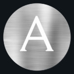 Moderne Silver Girly Metallic Monogram Runder Aufkleber<br><div class="desc">Moderne silberne Imitate Girly Metallic Edelstahl Foil Elegant Sticker. Dieser Aufkleber kann so angepasst werden, dass er Ihren Anfangs- und Vornamen für ein Geschenkpaket enthält.</div>