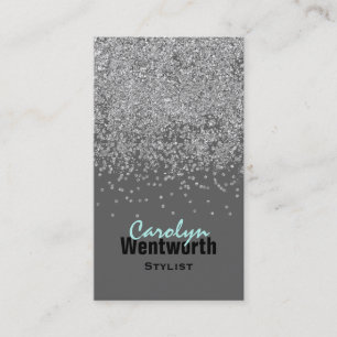 Moderne Silver Glitzer Business Card Visitenkarte