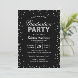 Moderne Silver Glitzer Glitzern Graduation Party Einladung