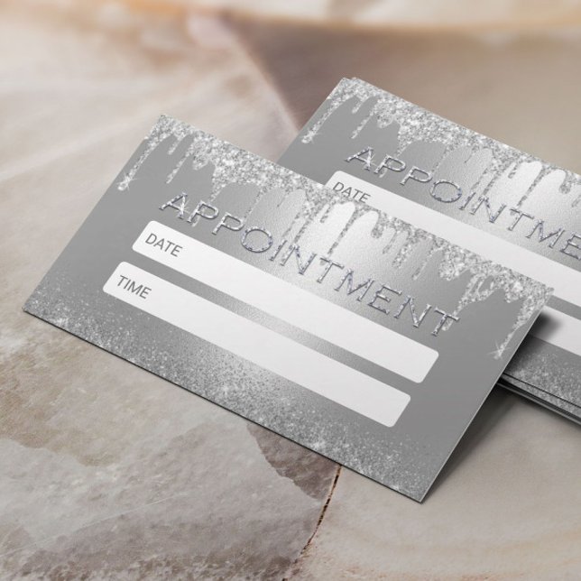 Moderne Silver Glitzer Tropfen Salon Wellness-Cent Terminkarte (Von Creator hochgeladen)
