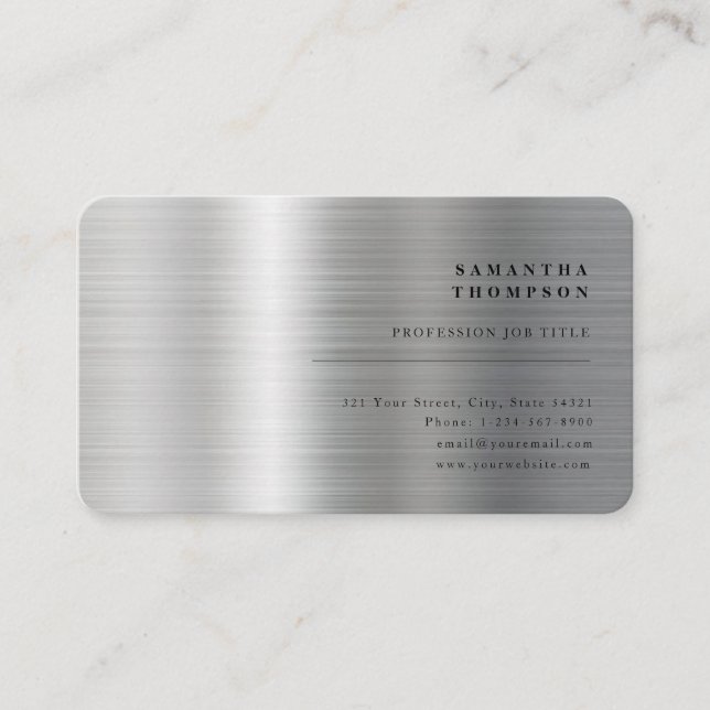Moderne Silver Gray Metal Business Card Visitenkarte (Vorderseite)