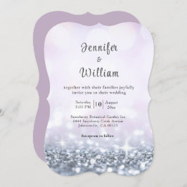Moderne Silver Lila Glitzer Script Wedding Einladung
