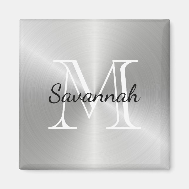 Moderne Silver Monogram Imitate Metal Magnet (Vorne)