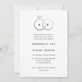 Moderne Silver Rings Monogram Hochzeitseinladung Einladung