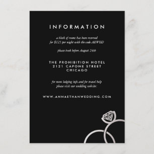 Moderne Silver Rings Wedding Information Card Begleitkarte