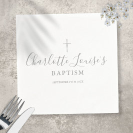 Moderne Silver Signature Taufe Christening Serviette