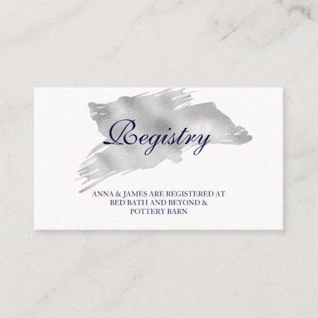 Moderne Silver Wedding Registry Card Begleitkarte (Vorderseite)