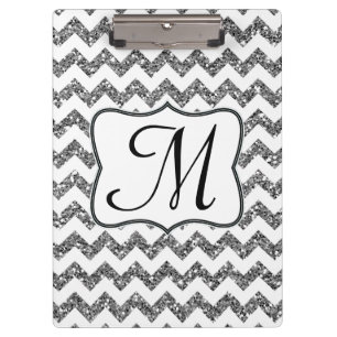 Moderne Silver Zickzack Monogram Erstklammer Klemmbrett