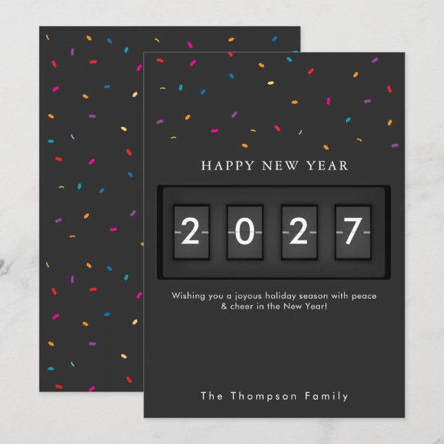 Moderne Silvester Einfache Countdown Konfetti (Vorne/Hinten)
