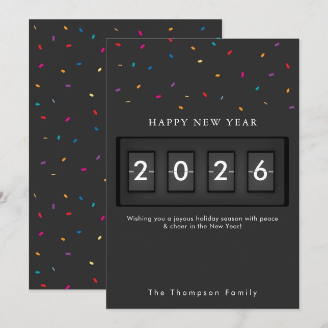Moderne Silvester Einfache Countdown Konfetti (Vorne/Hinten)