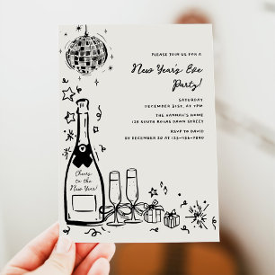 Moderne Silvesterparty von Hand gezeichnet Einladung