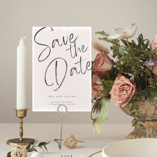 Moderne SImple Pink-Kalligraphie Save the Date Einladung (Modern SImple Pink Calligraphy Save The Date Invitation)
