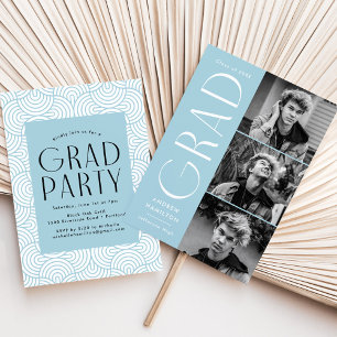 Moderne "Simplicity Sky Blue Foto Graduation Party Einladung