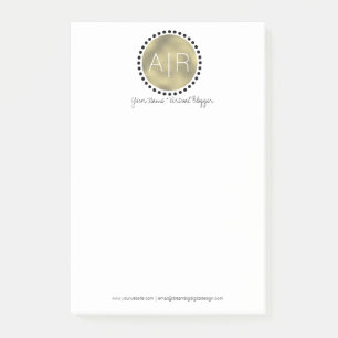 Moderne simulierte Folien-Monogramm-Kreis-Initiale Post-it Klebezettel