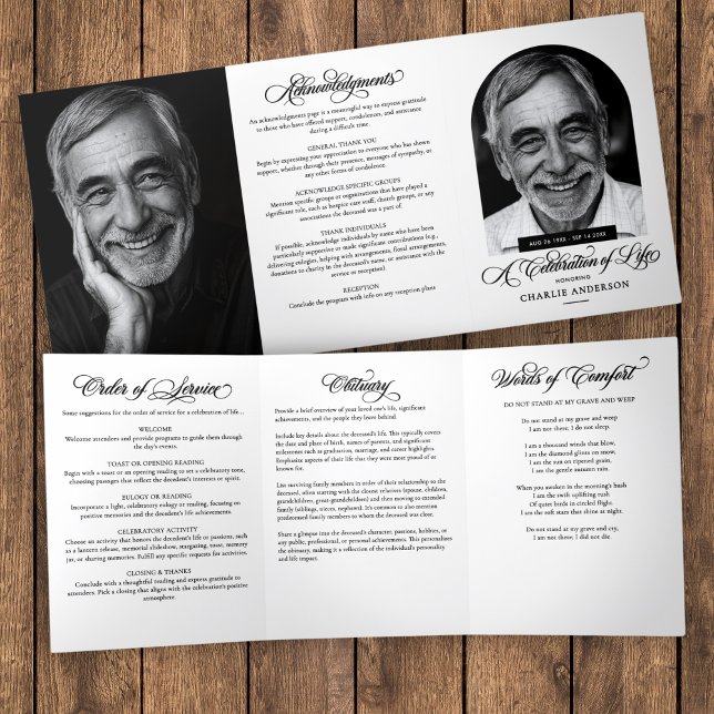 Moderne Single Arch Foto Feier des Lebens Tri-F Dreifach-gefaltete Programmkarte (Von Creator hochgeladen)