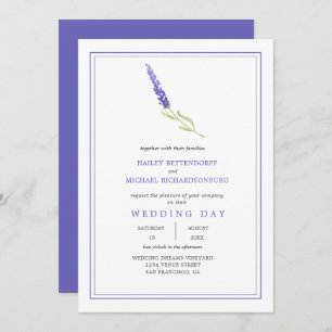 Moderne Single Lavender Sprig Wedding   Einladung
