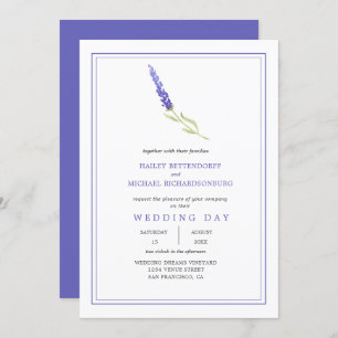 Moderne Single Lavender Sprig Wedding Einladung
