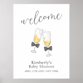 Moderne Sip & See Bow Champagne Baby Dusche Willko Poster