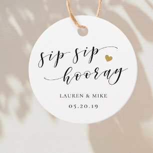 Moderne Sip Sip Hurra Hochzeit Geschenkanhänger