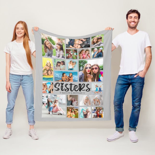 Moderne SISTERS 19 Foto Collage Gray Fleecedecke (Beispiel)