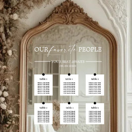 Moderne Sitzkarte Hochzeitspiegelung Fensteraufkleber