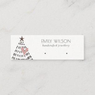 Moderne Skandi-Weihnachtsbaum-Herz-Ohrhänger-Logo Mini Visitenkarte