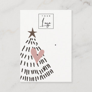 Moderne Skandi-Weihnachtsbaum-Herz-Ohrhänger-Logo Visitenkarte