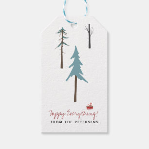Moderne skandinavische Kiefernwälder Weihnachtsfei Geschenkanhänger