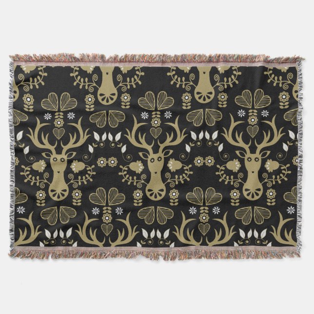 Moderne skandinavische Volkskunst Decke (Vorderseite)