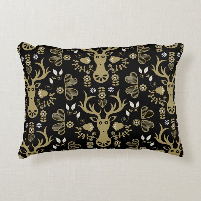 Moderne skandinavische Volkskunst Dekokissen (Vorderseite)