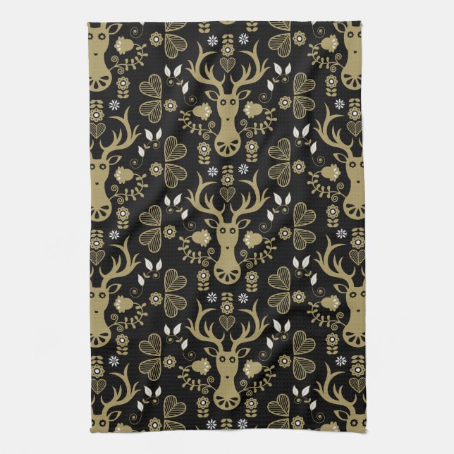 Moderne skandinavische Volkskunst Geschirrtuch (Vertikal)