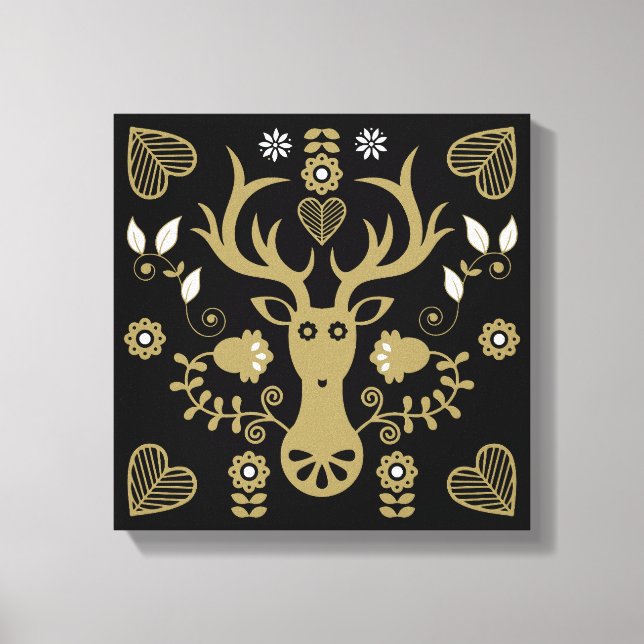 Moderne skandinavische Volkskunst Leinwanddruck (Vorderseite)