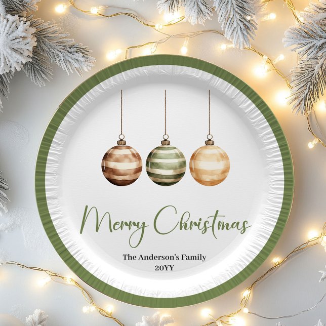 Moderne skandinavische Weihnachts-Teller Pappteller (Neutral Nordic Christmas Personalized Table Plates)